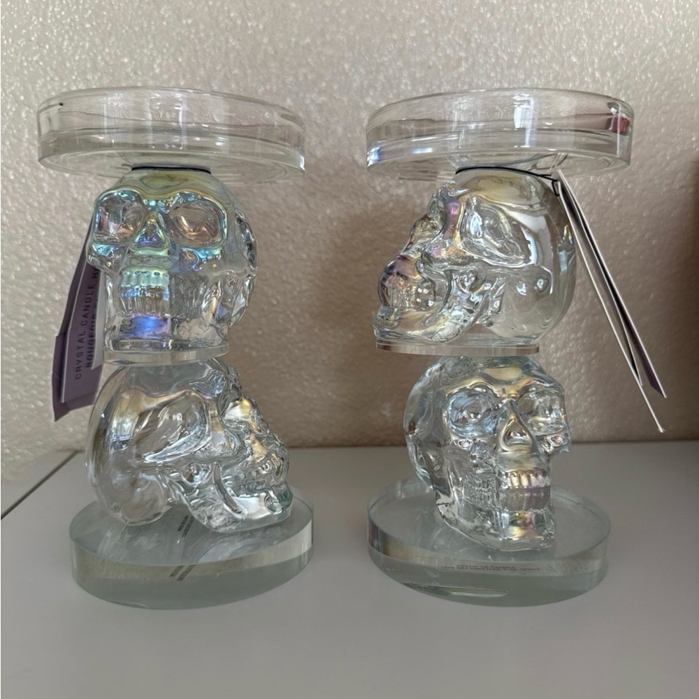 Rachel Zoe Crystal Skull Candle Holders